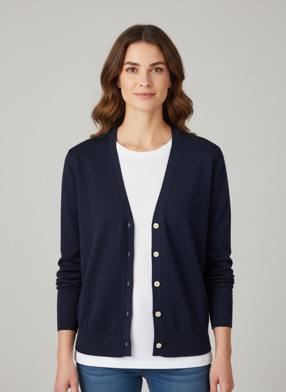 Boden Navy Button Front Cardigan Women's Crew Neck Size 8 US / 12 UK